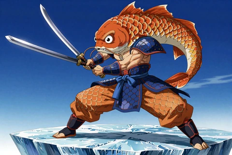 Big Oranges Samurai mit Katana aktiviert Freitags Reload Bonus