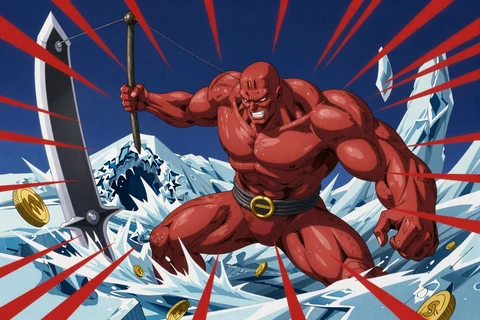 Huge Red zerschl&auml;gt Eisloch im Ice Fishing Game
