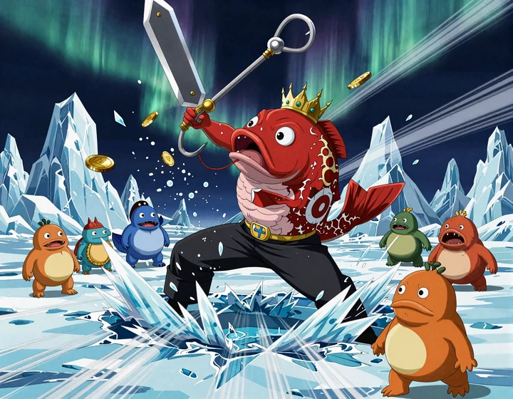 Huge Red Arctic Krieger bricht durch Eis beim Ice Fishing Live Casino Launch