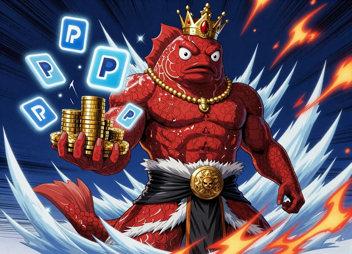 Huge Red pr&auml;sentiert Gold und vereiste PayPal Trustly Visa Zahlungssymbole